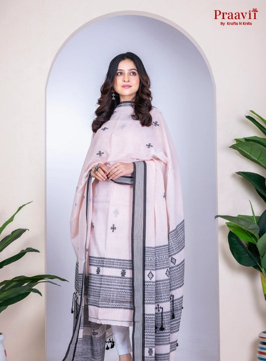 Off-White Unstitched Cotton Jamdani Suit Set