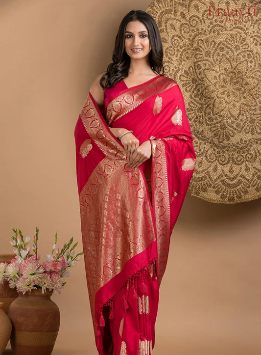 Scarlet Red Silk Saree