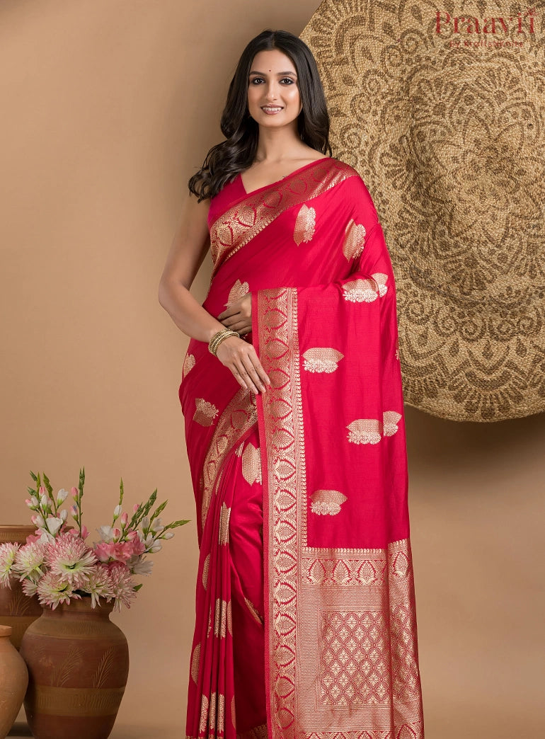 Scarlet Red Silk Saree