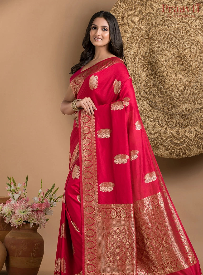 Scarlet Red Silk Saree