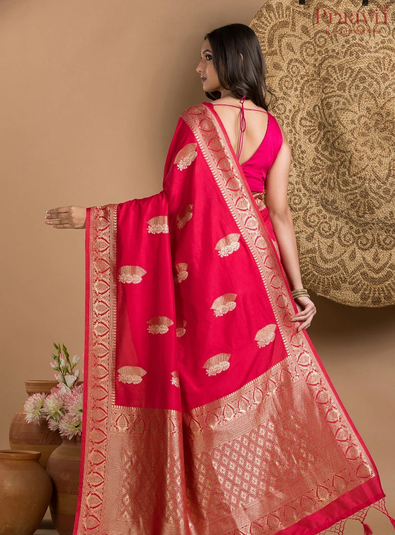 Scarlet Red Silk Saree