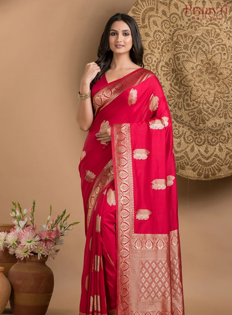 Scarlet Red Silk Saree