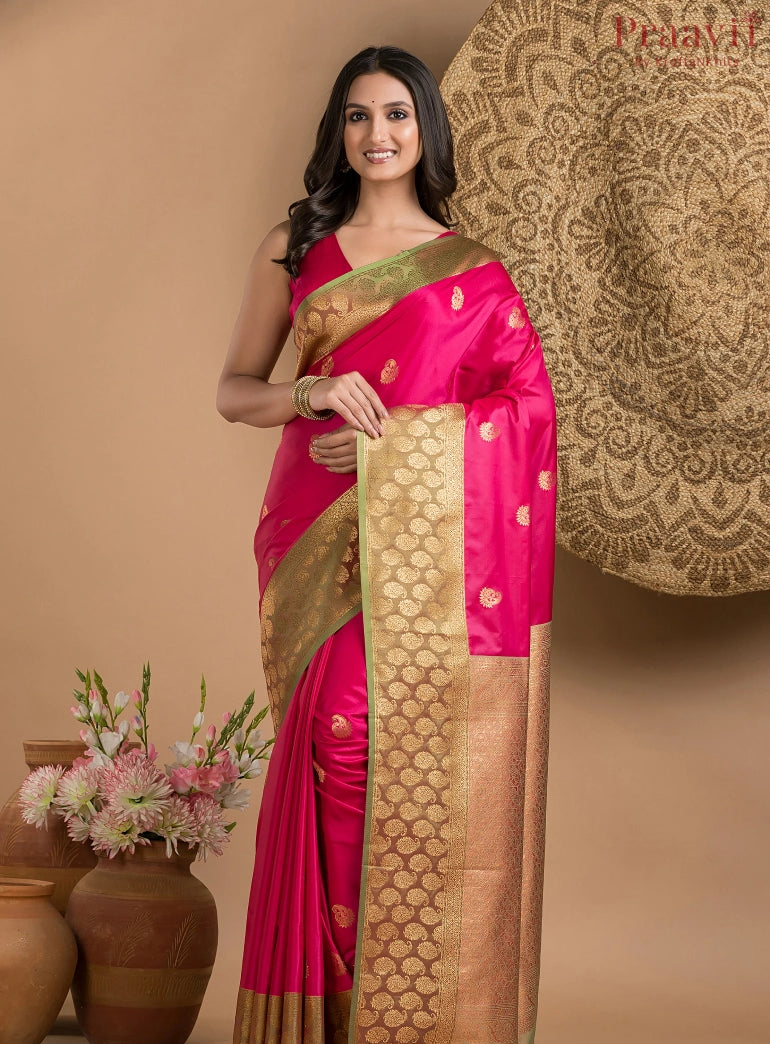 Magenta Pink Silk Saree