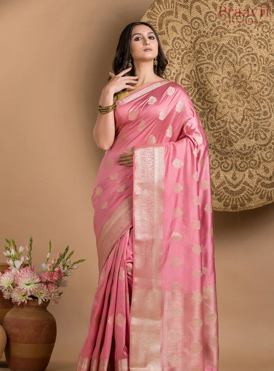 Onion Pink Semi Silk Saree