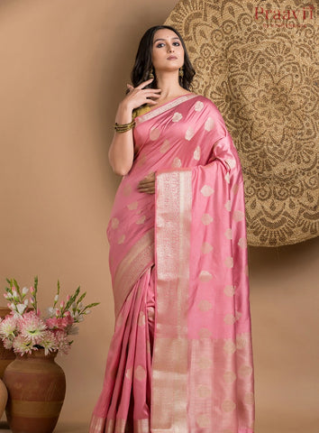 Onion Pink Semi Silk Saree