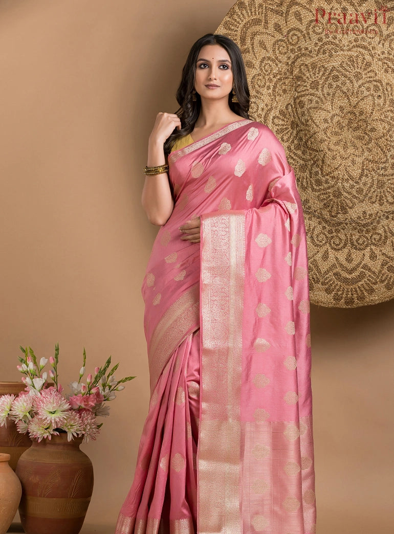 Onion Pink Semi Silk Saree