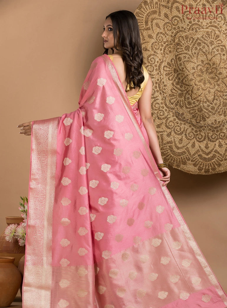 Onion Pink Semi Silk Saree