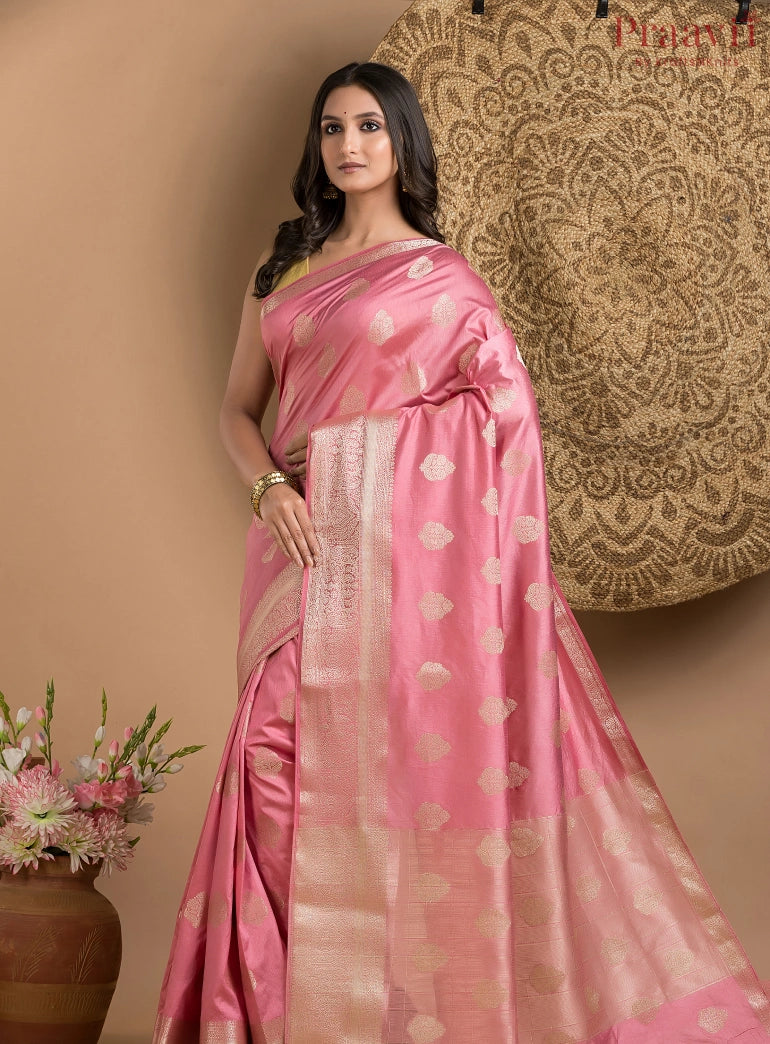 Onion Pink Semi Silk Saree