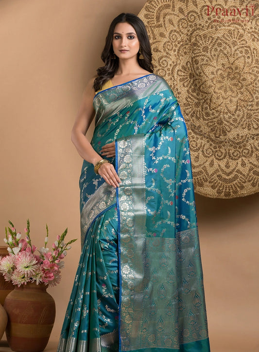 Blue Two Tone Katan Silk Saree