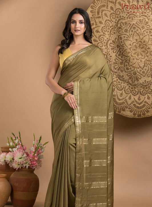 Dark Olive Green Soft Silk Saree