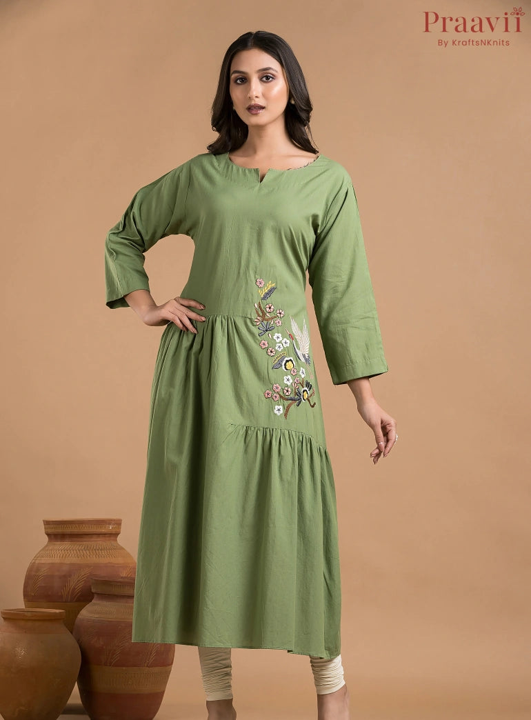 Apple Green Cotton Kurti