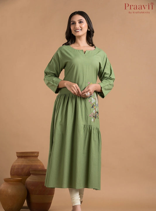 Apple Green Cotton Kurti