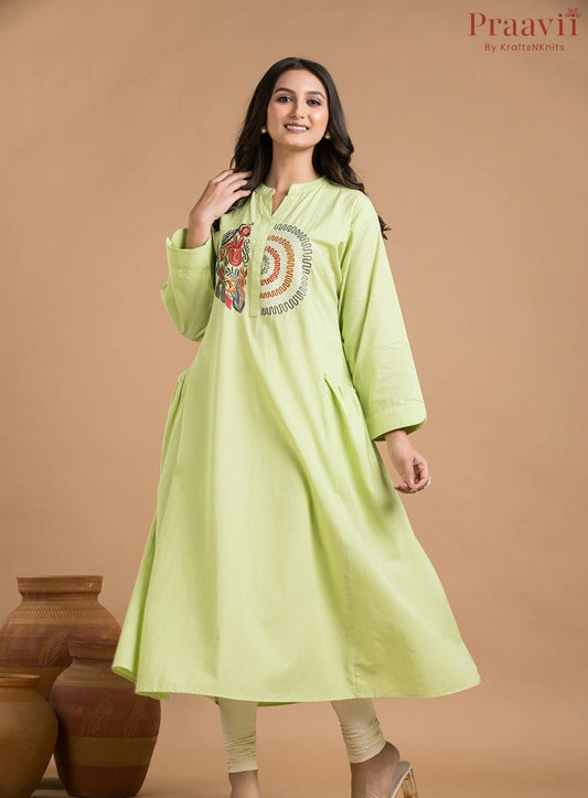 Green Indowestern with Embroidery