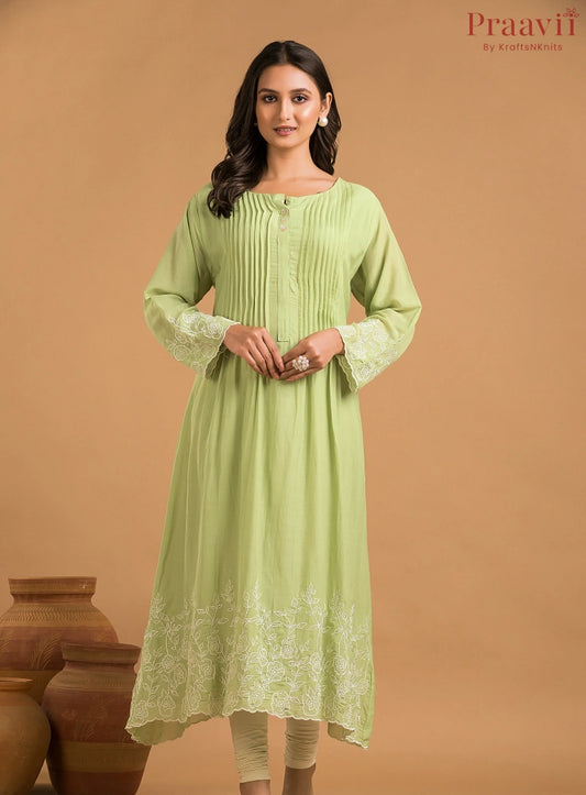 Light Green Mul Chanderi Dress