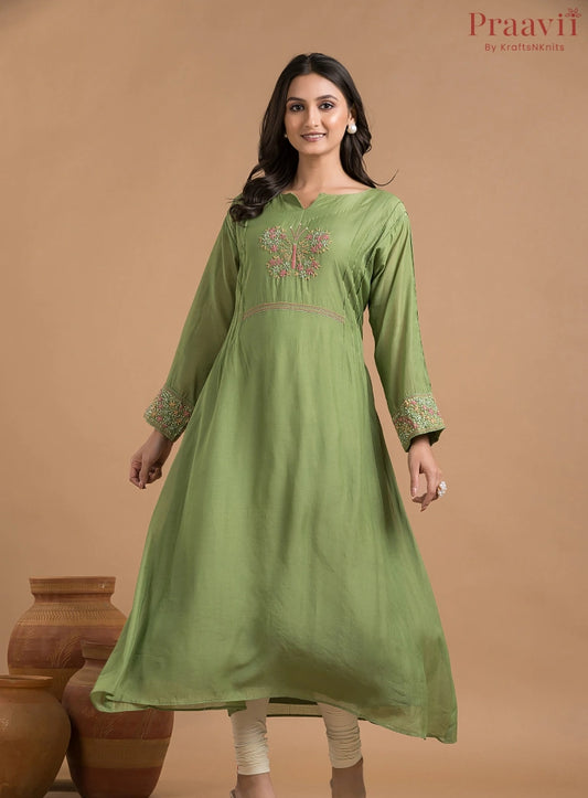 Green Indowestern Cotton Dress