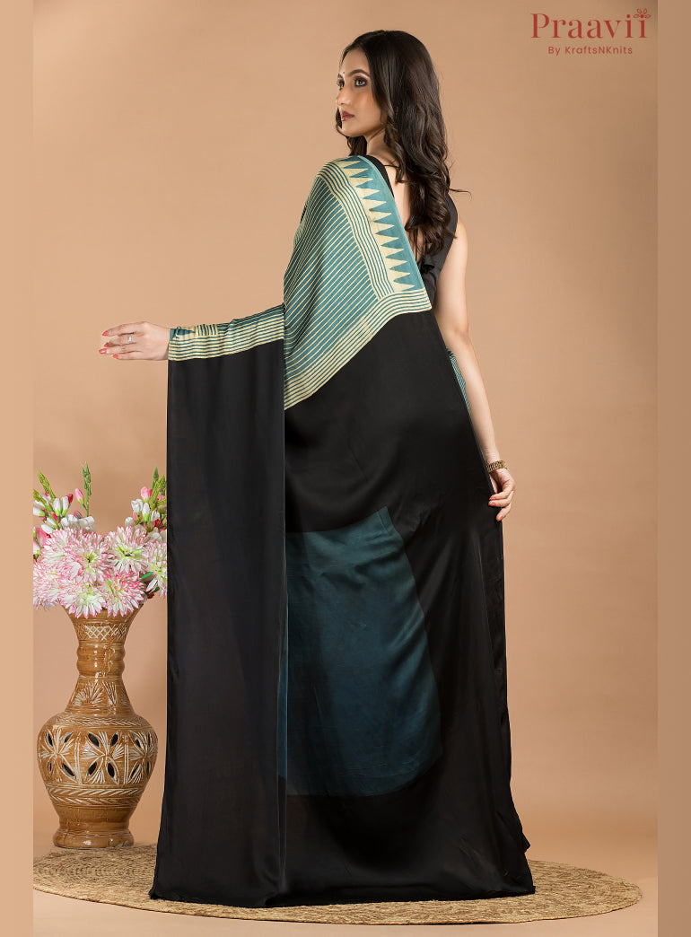 Blue Grey Ajrakh Modal Saree