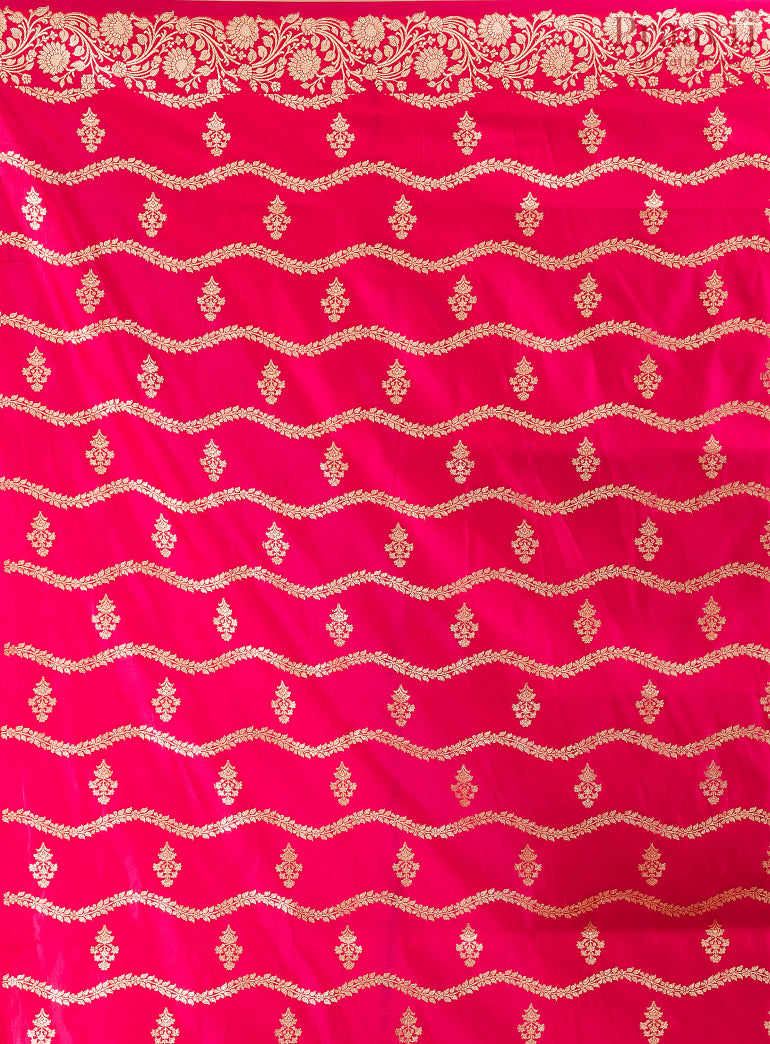 Rani Pink Semi Katan Benarasi Saree