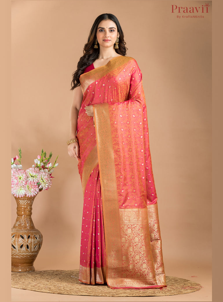 Orange Semi Tanchoi Silk Saree
