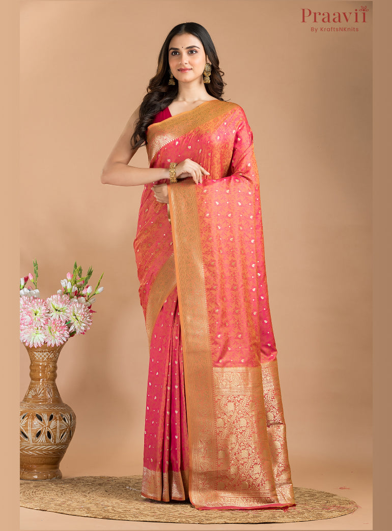 Orange Semi Tanchoi Silk Saree
