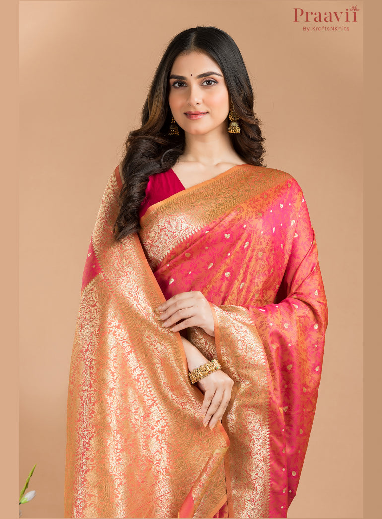 Orange Semi Tanchoi Silk Saree