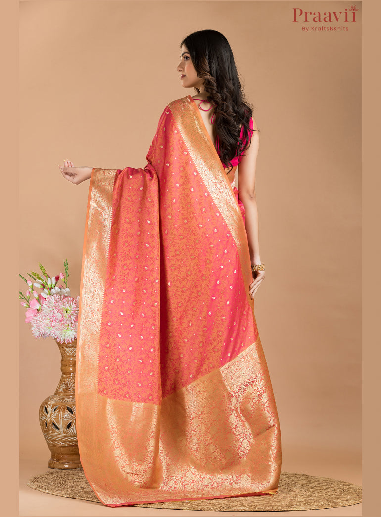 Orange Semi Tanchoi Silk Saree