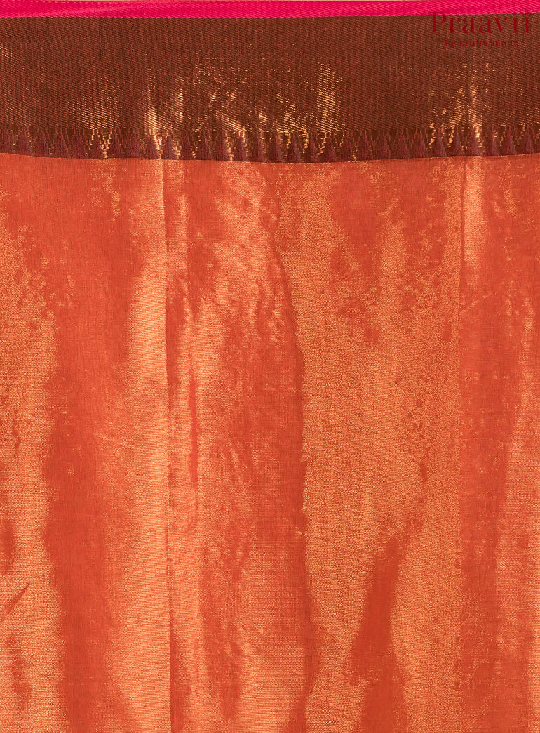 Orange Soft Tissue Mulmul Saree