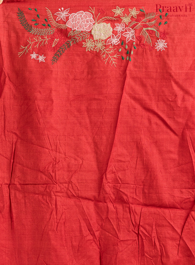 Peach Ombre Pure Gachi Tussar Saree