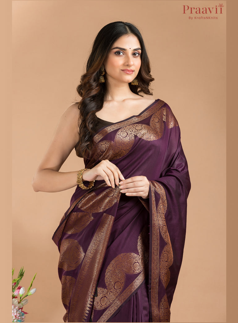 Deep Wine Matka Silk Saree