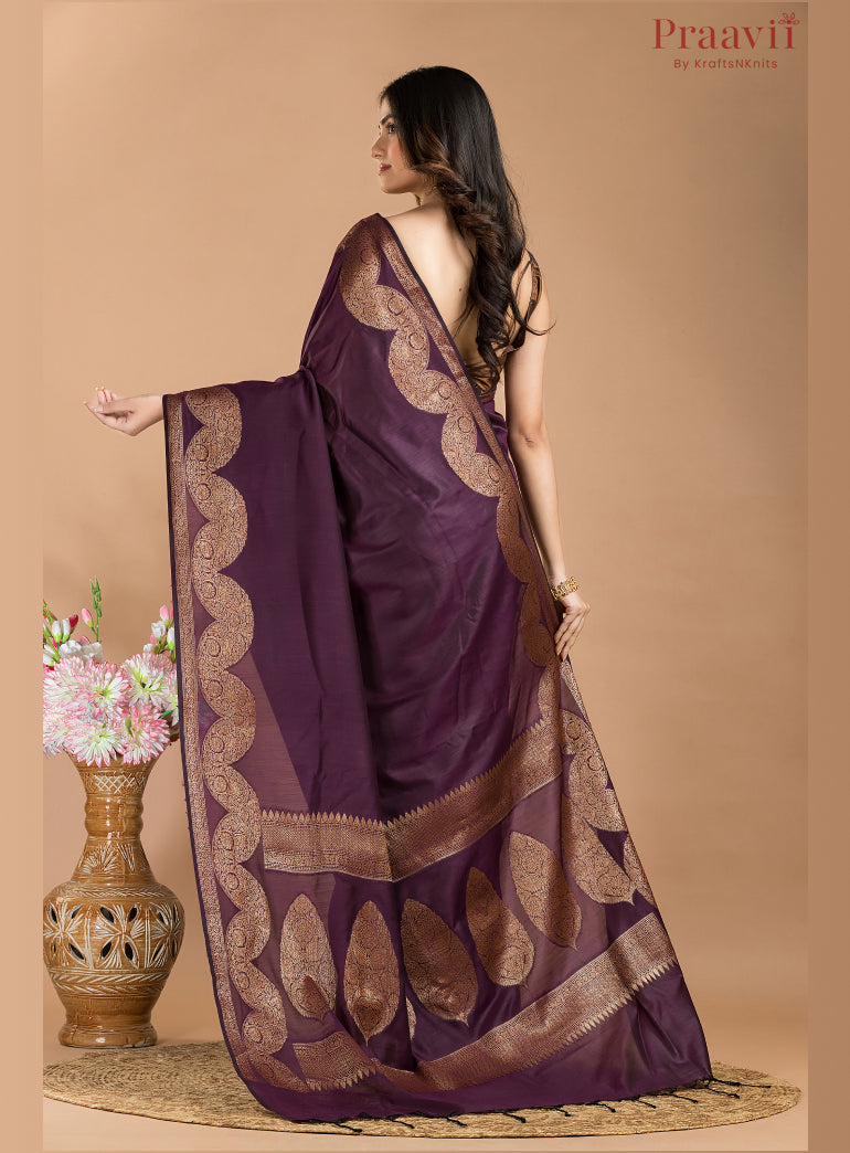 Deep Wine Matka Silk Saree