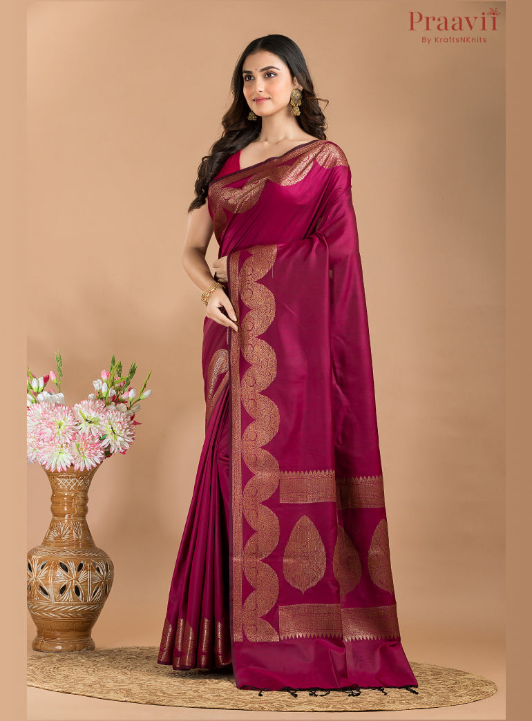 Deep Purple Matka Silk Saree