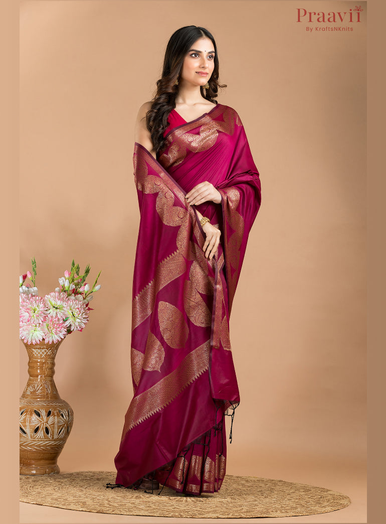 Deep Purple Matka Silk Saree