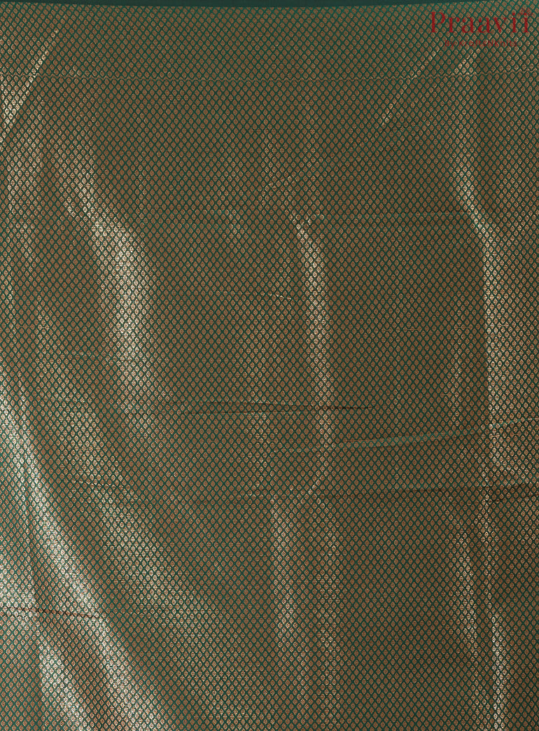 Bottle Green Matka Saree with Gold Border