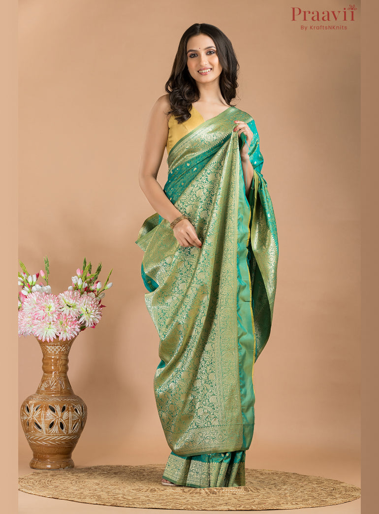 Spring Green Tanchhoi Saree