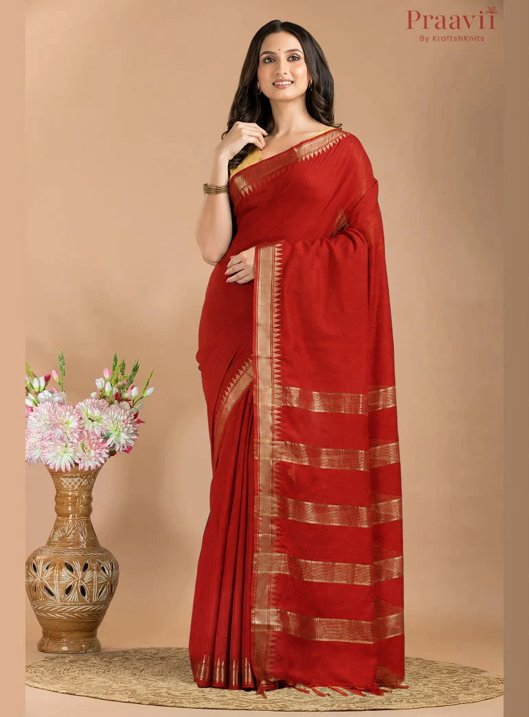 Red Soft Blended Silk Saree