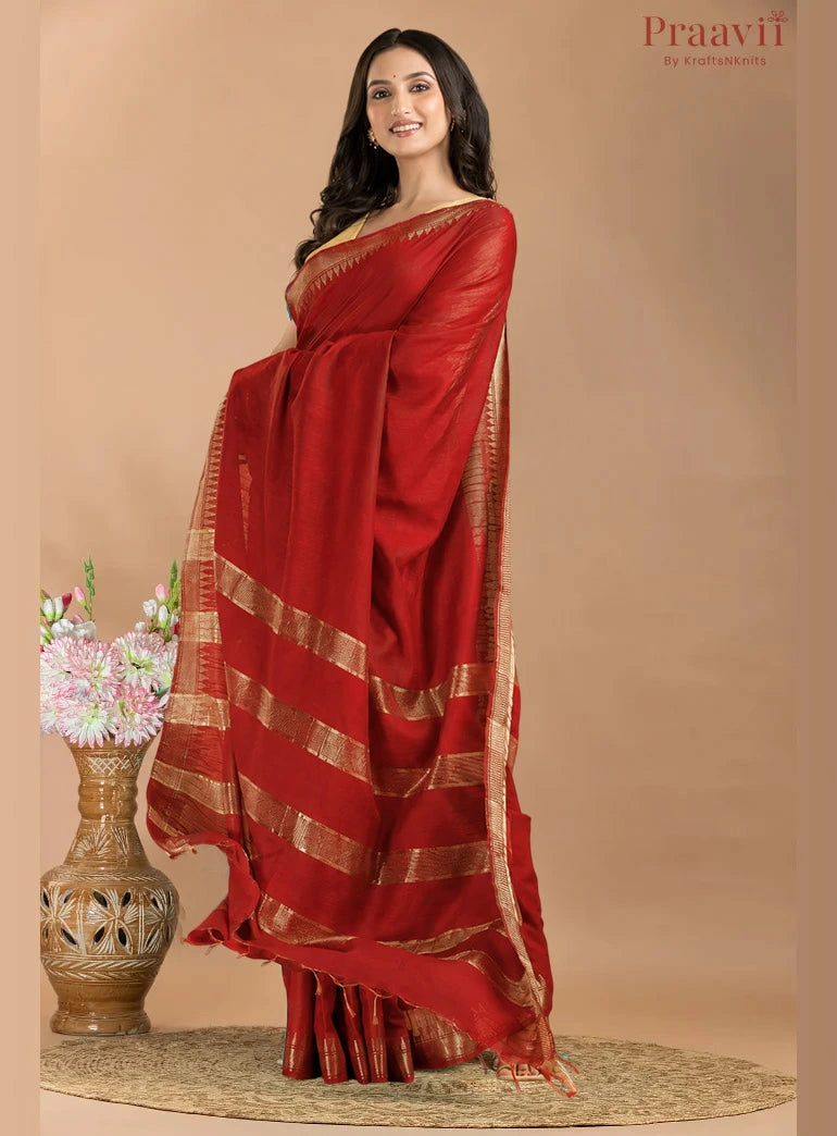 Red Soft Blended Silk Saree