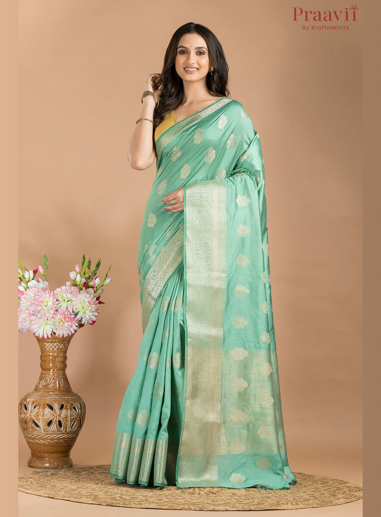 Sea Green Soft Silk Saree