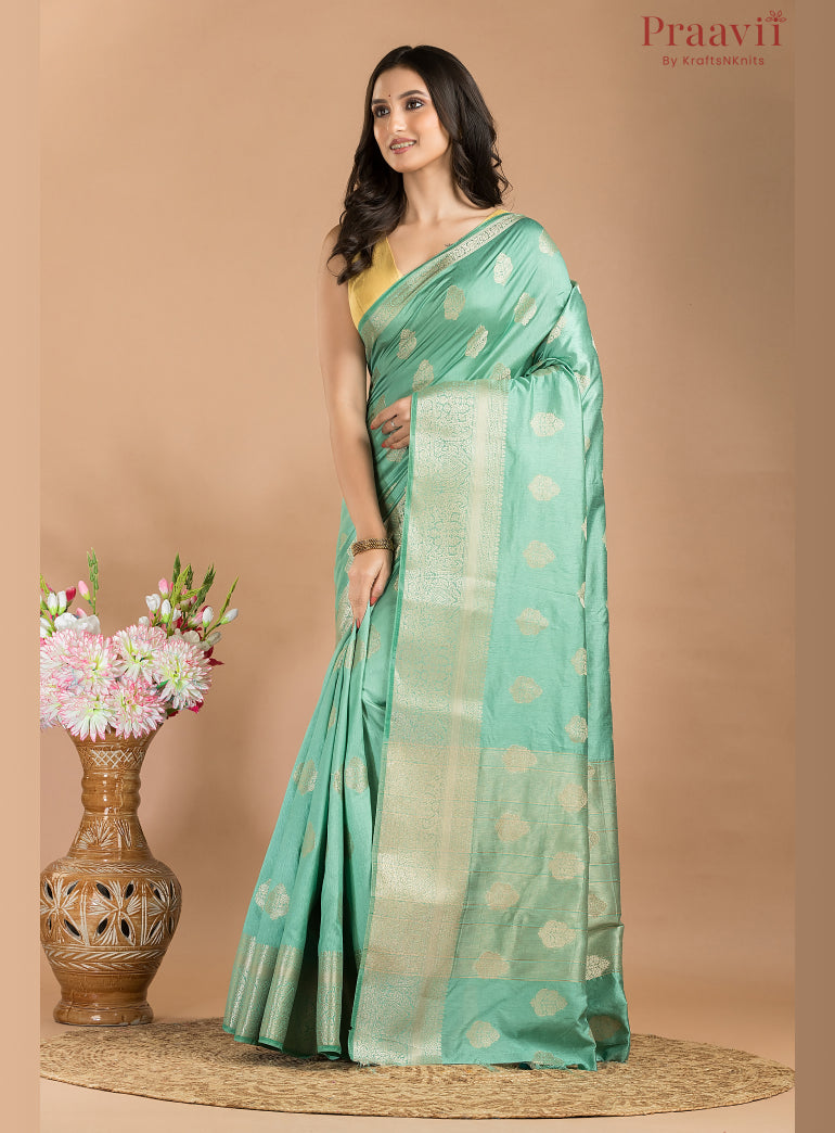 Sea Green Soft Silk Saree