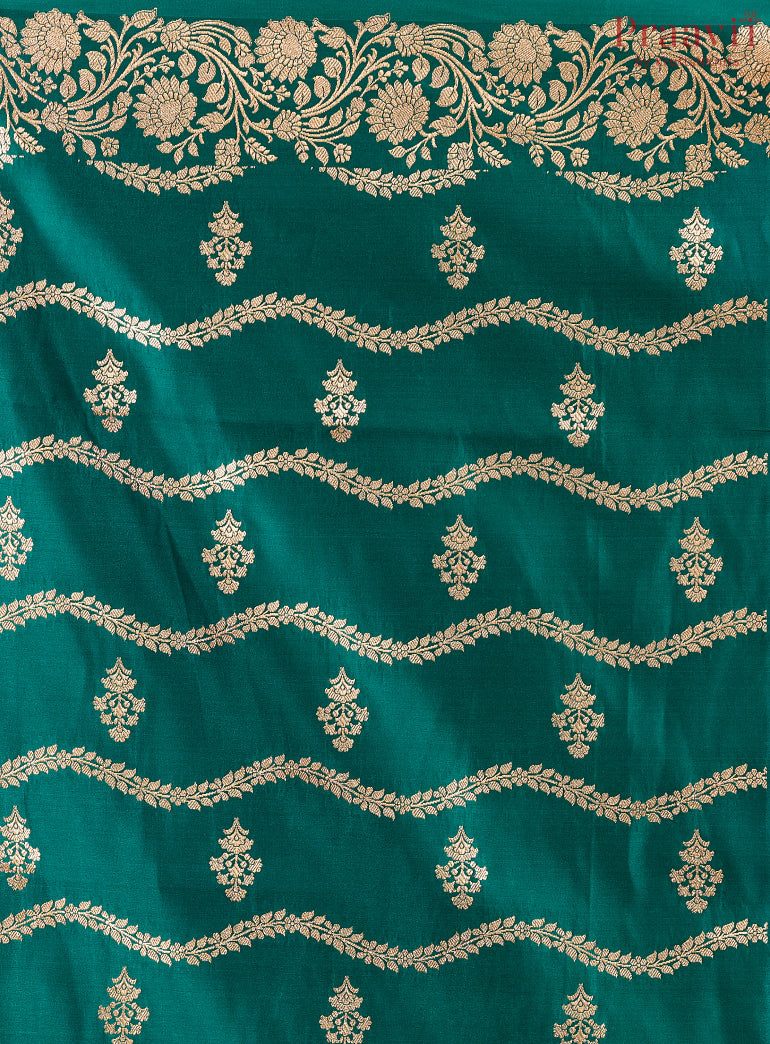 Bottle Green Soft Silk Banarasi Saree