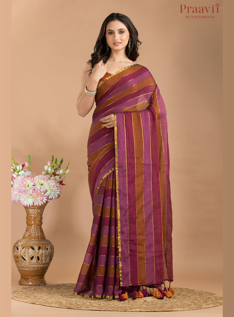 Multicolor Mulmul Cotton Saree