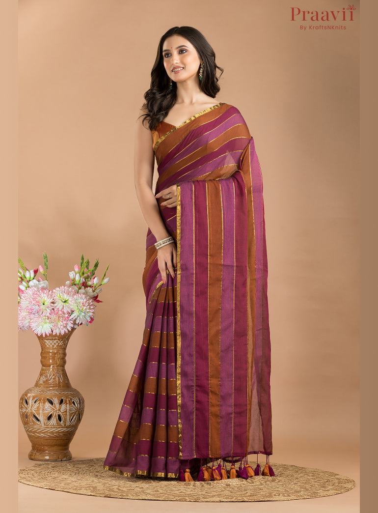 Multicolor Mulmul Cotton Saree
