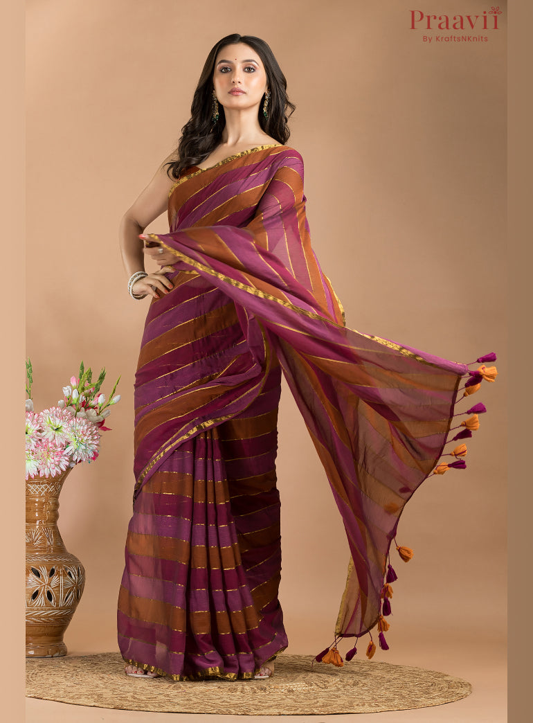 Multicolor Mulmul Cotton Saree