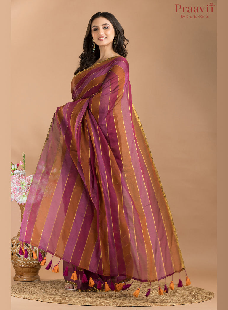 Multicolor Mulmul Cotton Saree