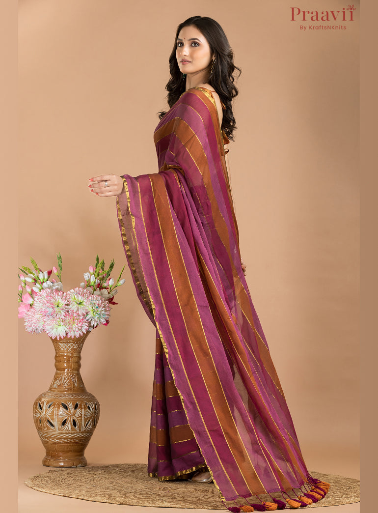 Multicolor Mulmul Cotton Saree
