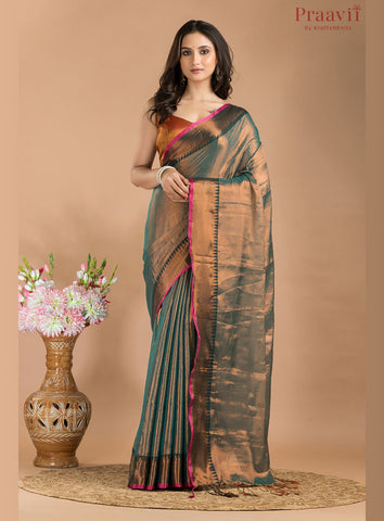 Steel Grey Soft Tissue Mulmul Saree