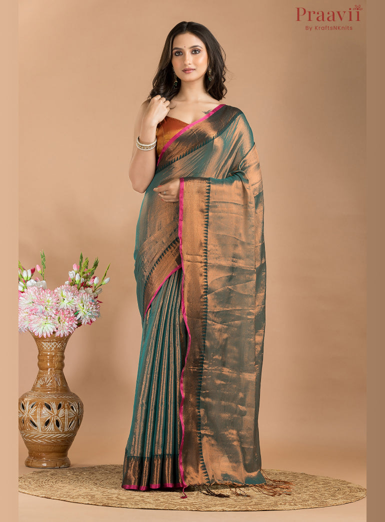 Steel Grey Soft Tissue Mulmul Saree