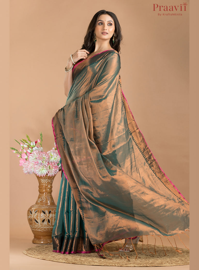 Steel Grey Soft Tissue Mulmul Saree