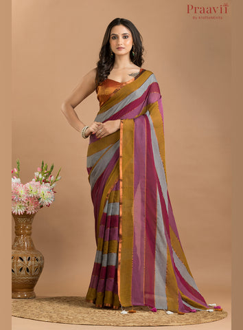 Multicolor Pure Mulmul Cotton Saree