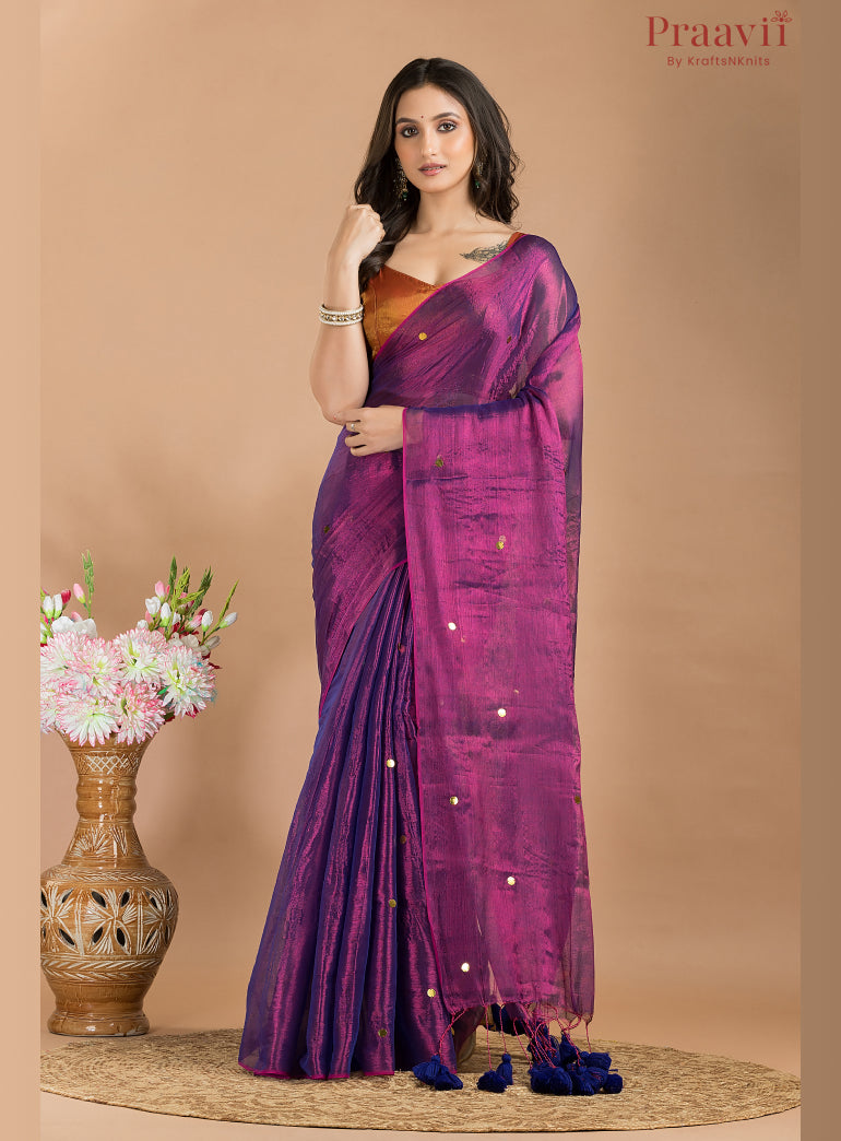 Mul Tissue Saree with Gini