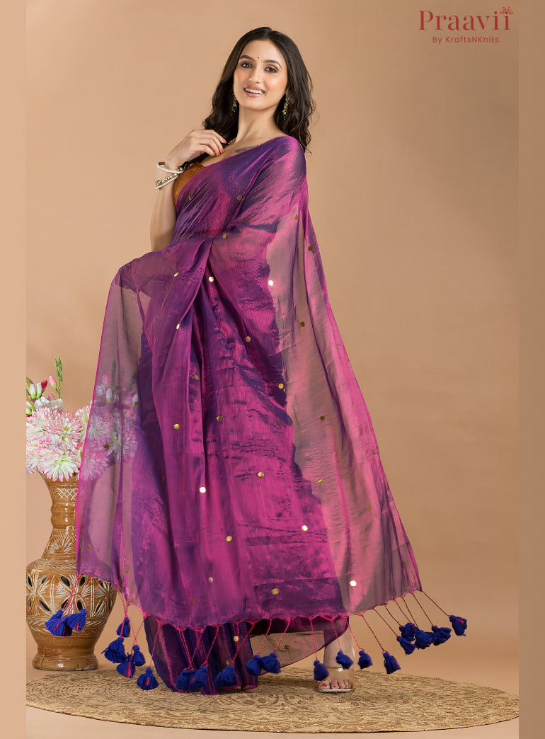 Mul Tissue Saree with Gini