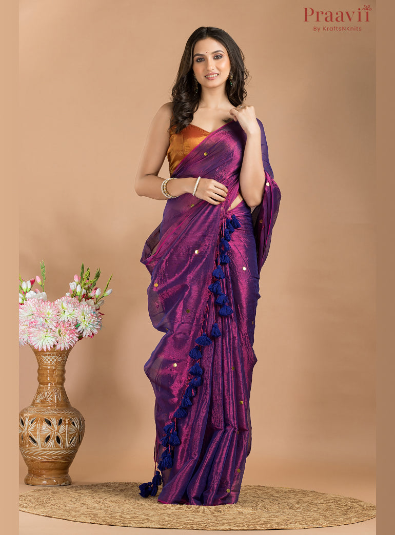 Mul Tissue Saree with Gini